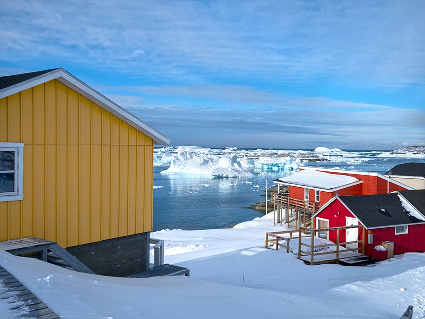 Maison jaune Groenland Ilulissat icefjord