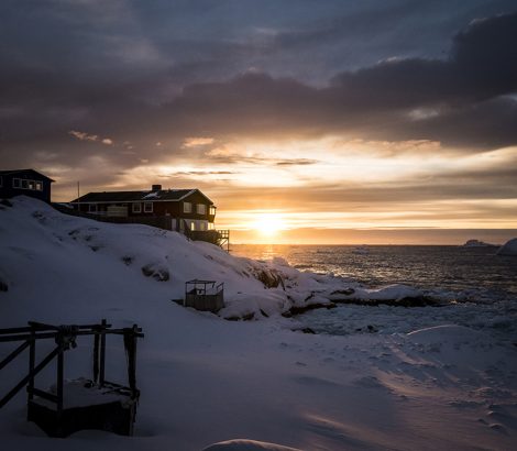 Groenland en hiver coucher de soleil Ilulissat Baie de Disko