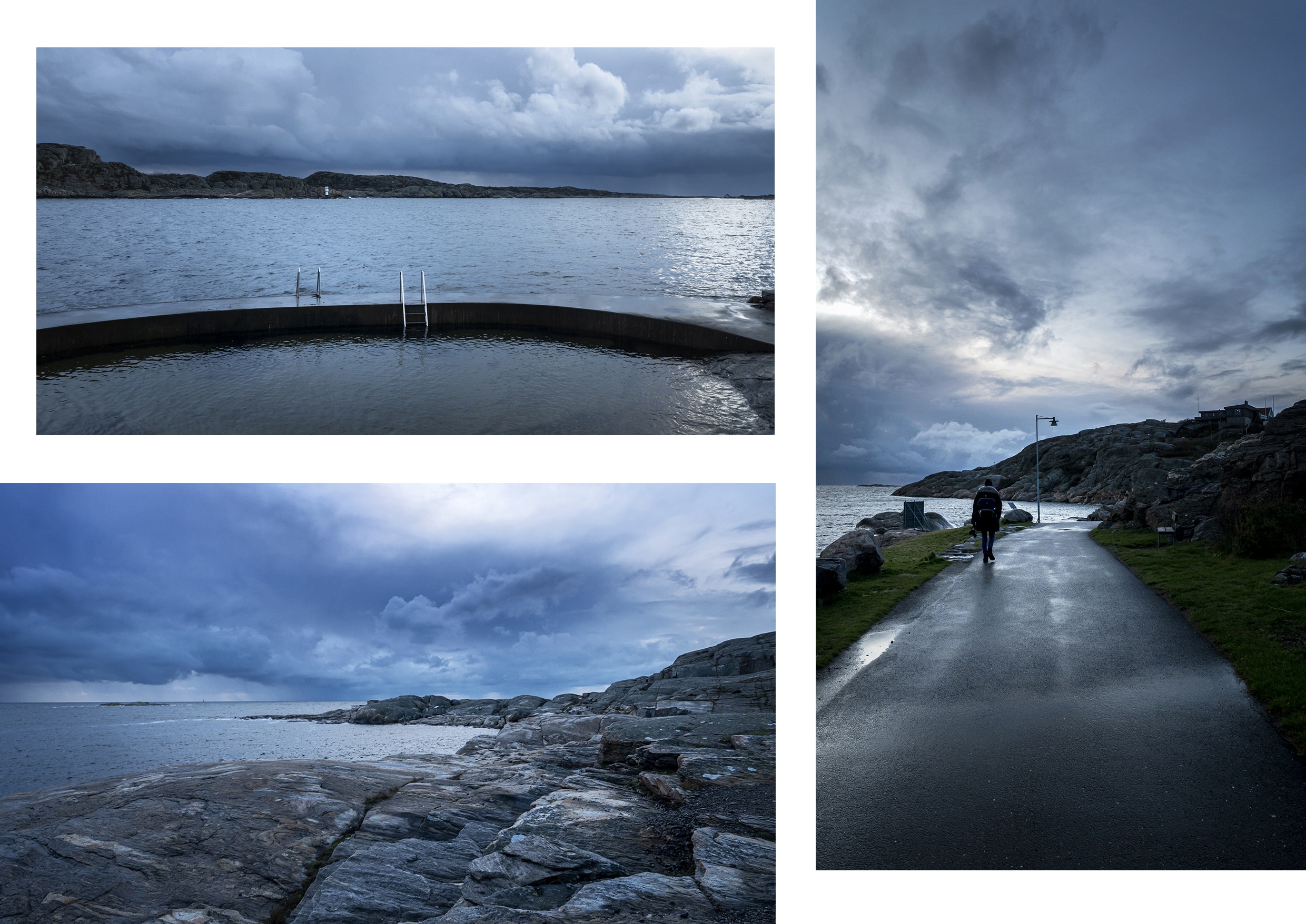 Marstrand une semaine en Suède Bohuslän nuages mer route