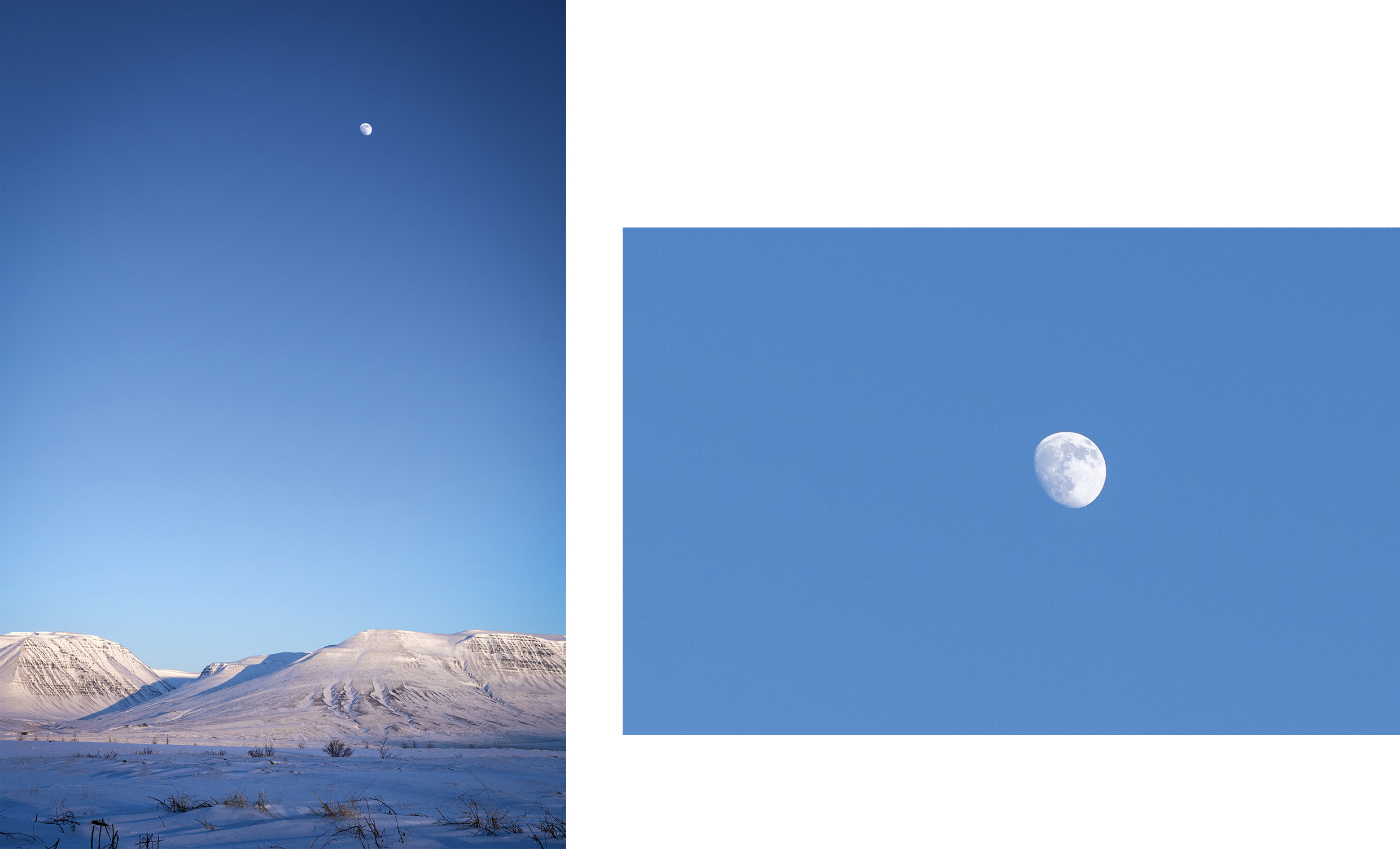 lune montagnes couchers de soleil Islande du Nord