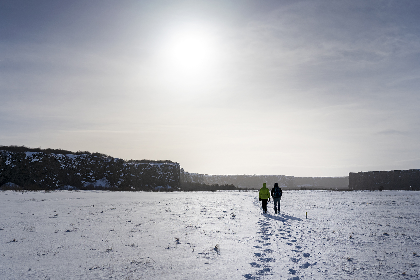 Jökulsárgljúfur faille basalte neige