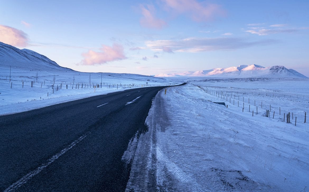Islande en hiver route lever de soleil