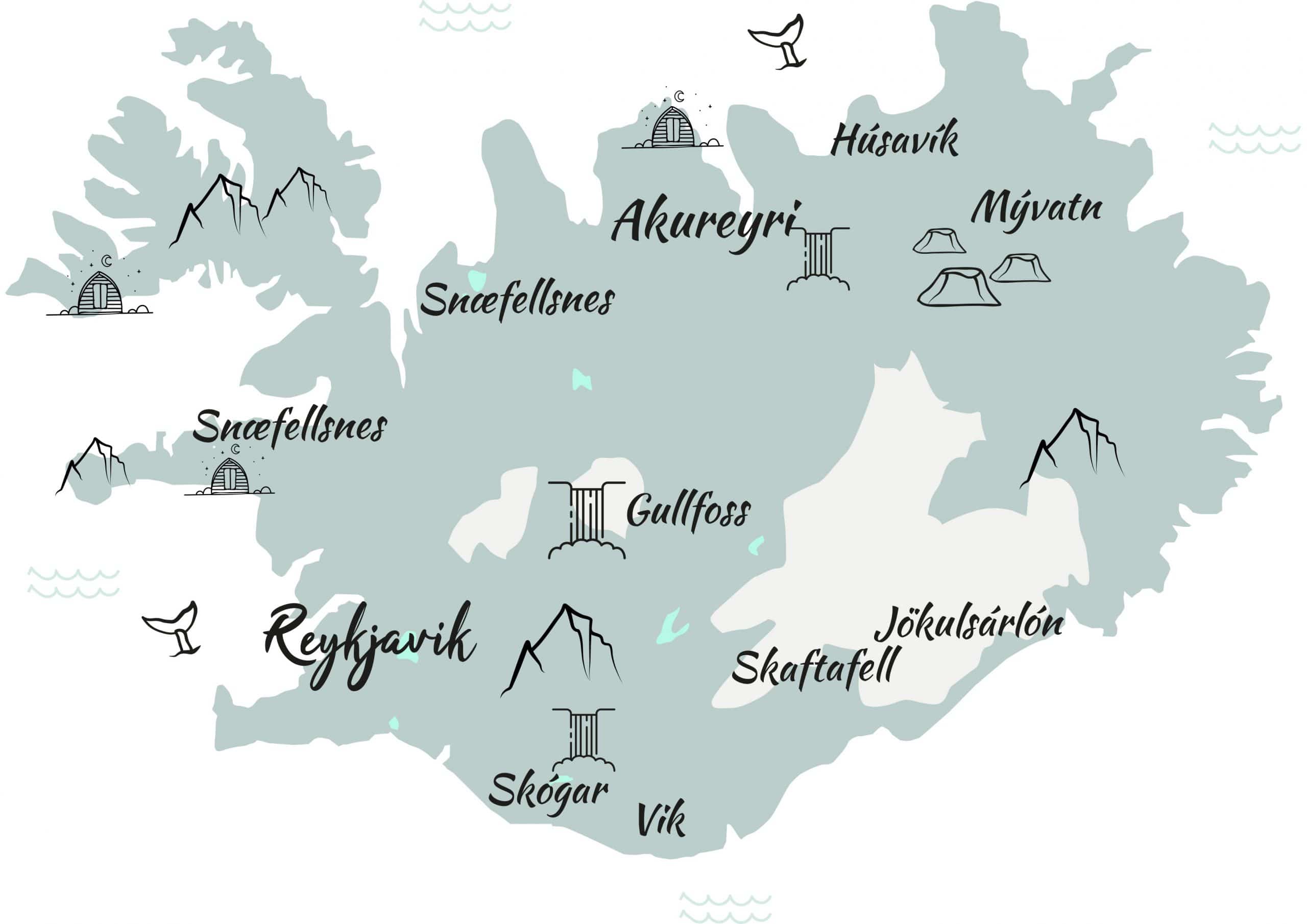 carte islande en hiver itinéraires