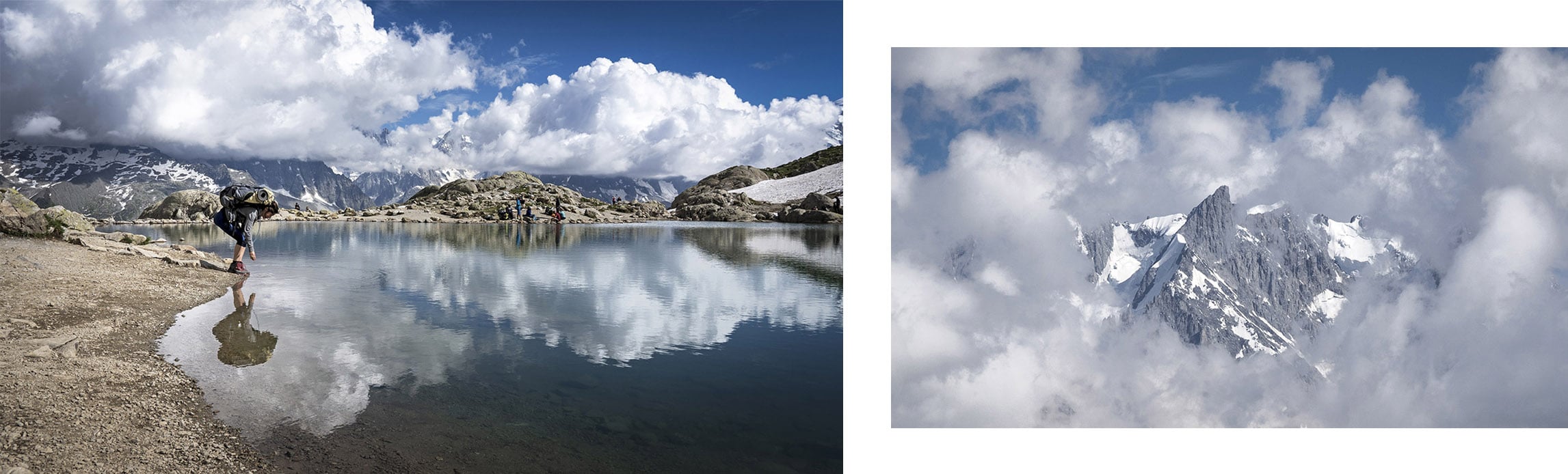 lac Blanc reflets montagnes nuages neige