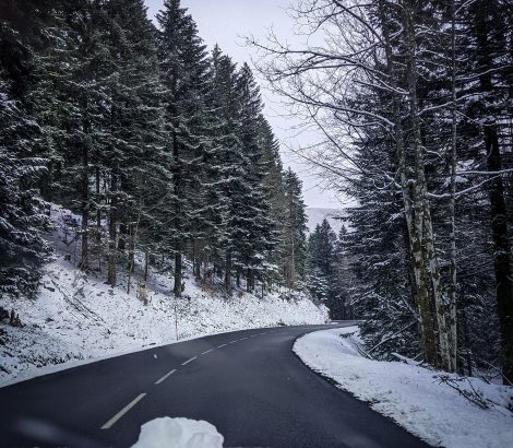 route Vosges neige sapins