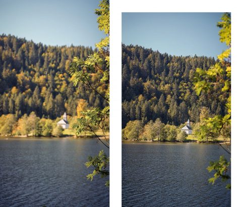 Lac de longemer automne chapelle Vosges